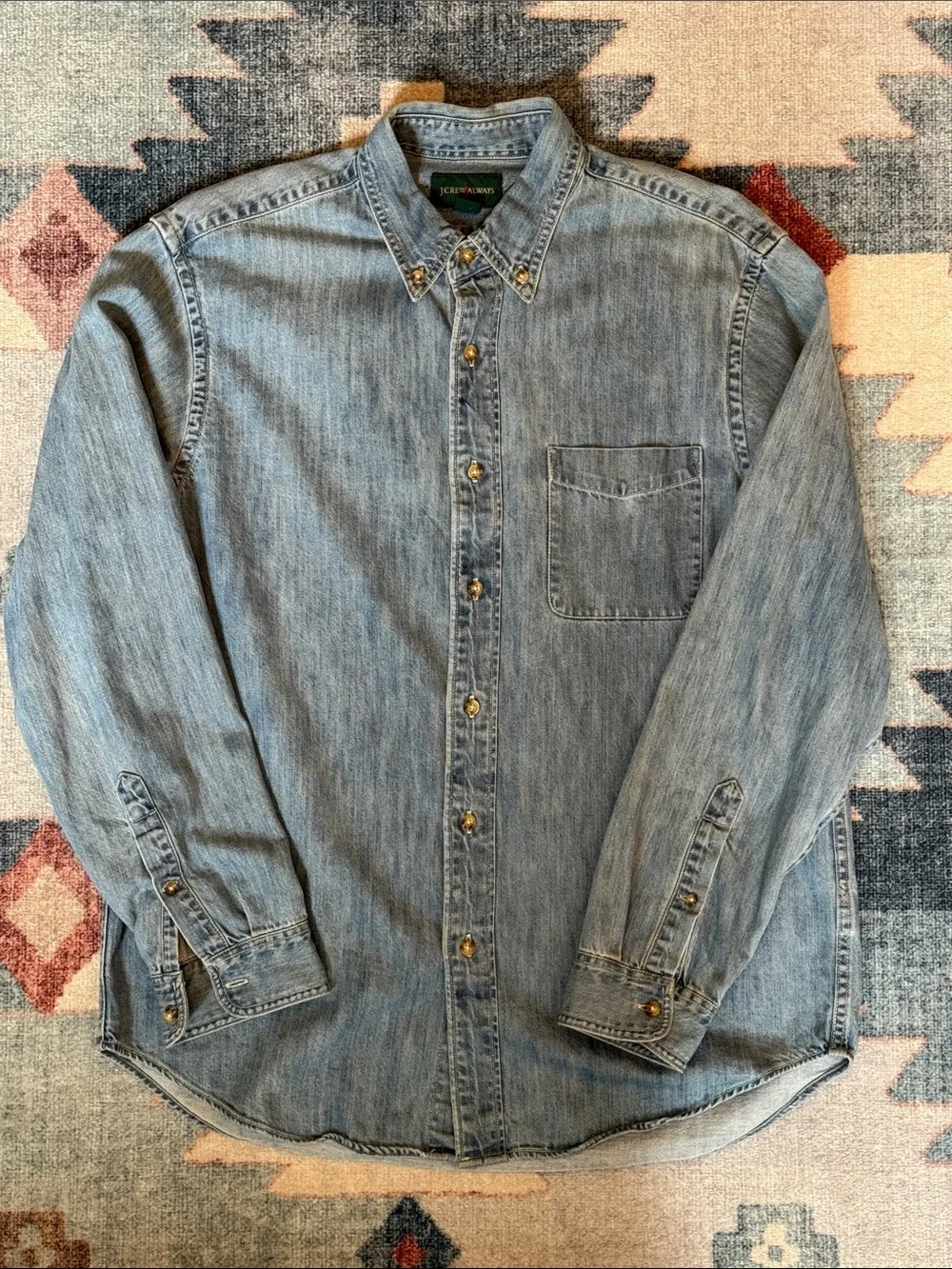 J. Crew Always Shirt Size Medium Blue Denim Oarsman Button Down Midweight